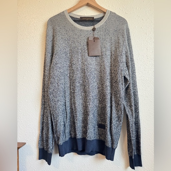 NEW LOUIS VUITTON Gradient Knit Cotton Blue Gray Sweater Size XXL - Picture 4 of 11